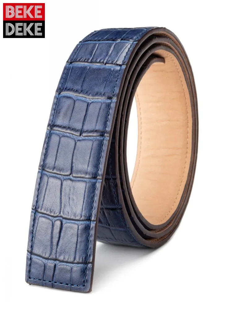 Fashion Male Real Cowskin Belt Solid Color Men Genuine Leather Crocodile Pattern Belts Business Casual Waistband Width 3.4cm