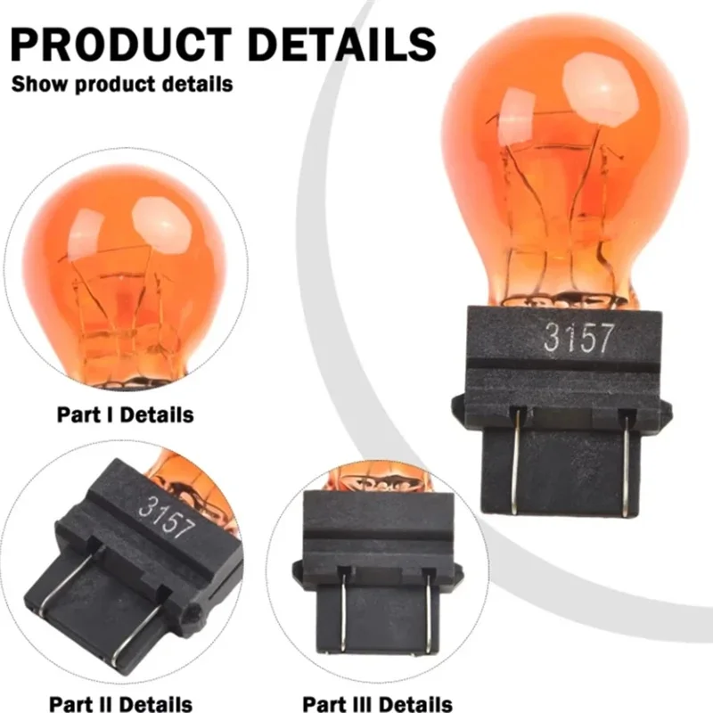 2pcs T25/3157 3156 Halogen Bulbs 12V 27W, Triple Color Amber/White/Red for Long-Lasting Turn Signal Lights, Shock-Resistant