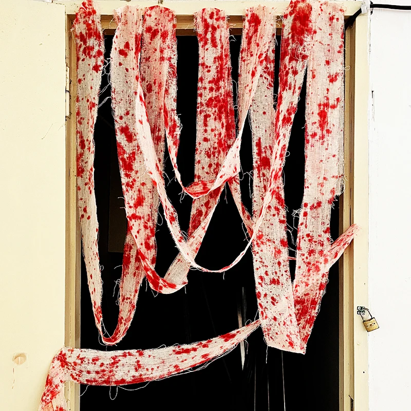 Halloween Decoration Creepy Gauze Scary Artificial Blood Bandage Cloth Party Venue Layout Props Secret Room Haunted House Decor