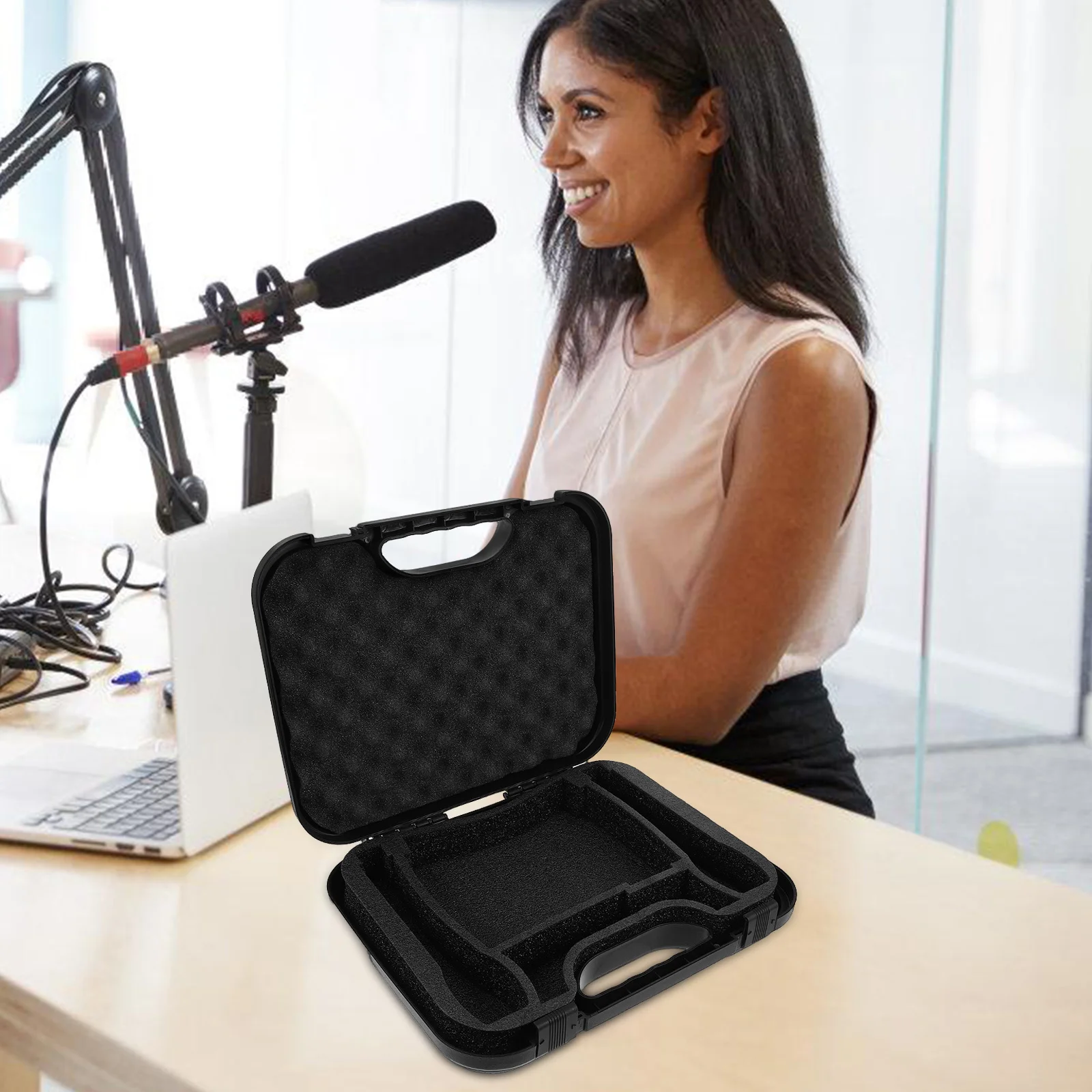 

Plastic Microphone Carry Box Large Storage Durable Waterproof Protective Case for Recording Equipment