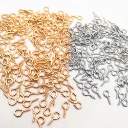 Fermoir à vis plaqué or et argent, crochet à œil, épingles à vis, recherche de bijoux à bricoler soi-même, 8mm, 10mm, 100 pièces