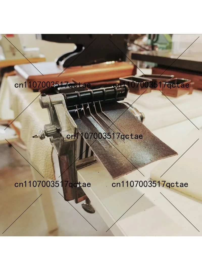 Leather Table Top Lace Cutter for Fringe Braiding Belts Strips Manual Desktop Cutting Tool with 10 Blades
