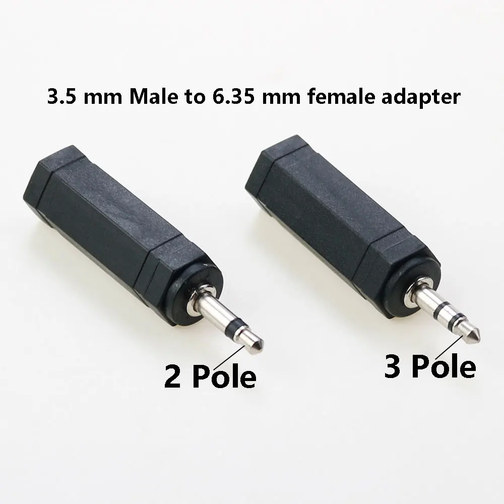 

2 Pole Mono / 3 Pole Dual channel Stereo Jack plug Adapter 3.5 mm Male to 6.35 mm Female Audio Converter Adaptor