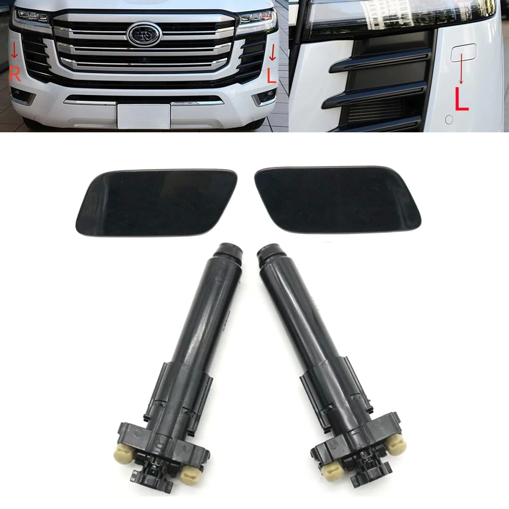Front Bumper Headlamp Headlight Washer Spray Pump Nozzle Jet Cover Cap For Toyota Land Cruiser LC300 2022+