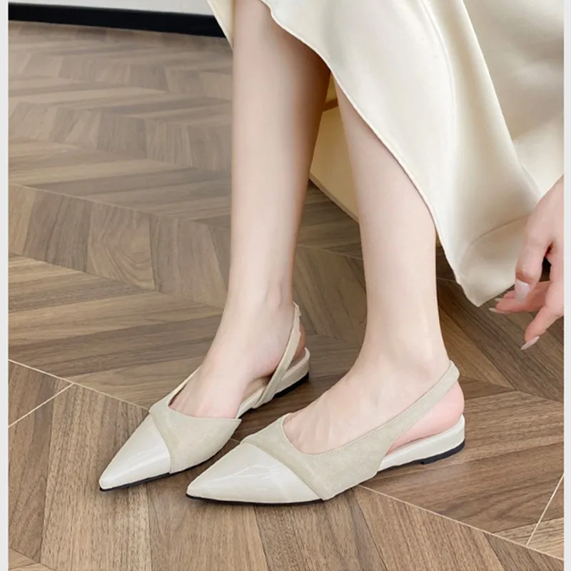 

2026 Women's Sandals New Style French Pointed-Toe Women's Flat Mary Jane Large Size Women's Single Shoes Luxury Shoes