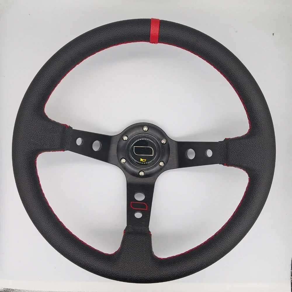 Universele 14 inch 350 mm Suède/PVC/PU Auto Aluminium Racing stuurwielen Diepe Maïs Drifting Sport Auto Stuurwiel Met Logo