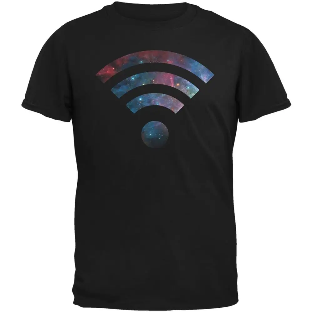 Wifi Galaxy Black Adult T-Shirt  High Quality 100%Cotton Short Sleeve