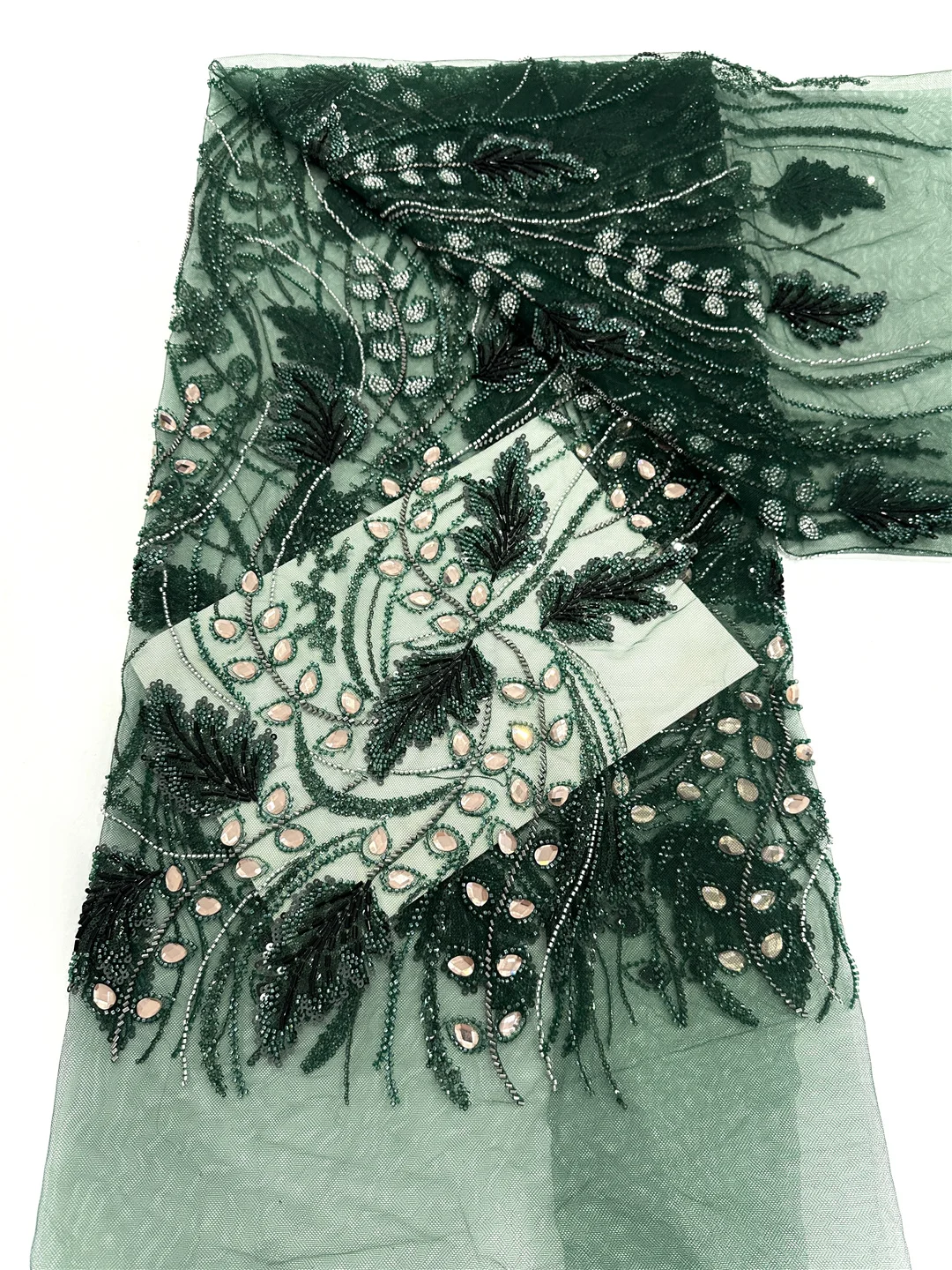 5 Yards Luxury High-end Beaded Fabric Heavy Sequins Embroidery Fabric Fashion French Tulle Mesh Lace Fabric for Wedding