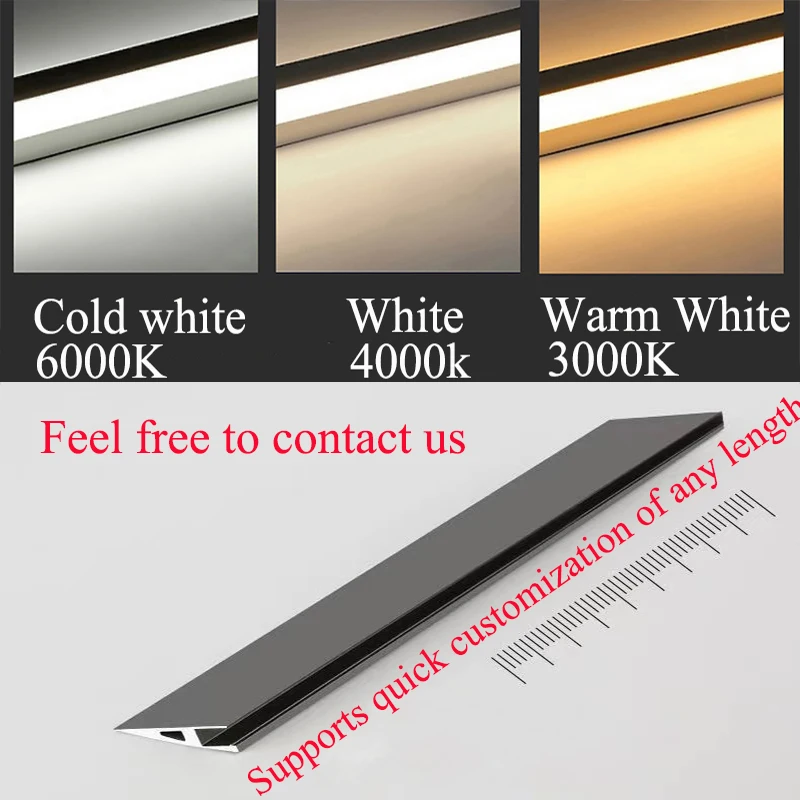 No Slotting Surface Mount Cabinet Strip Light Oblique DC12V Ultra Thin Inward 45 Degree Invisible Wardrobe Figure Cocktail Lamp