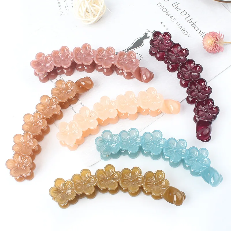 

Acrylic Flower Twist Clip Korean Style Simple Banana Clip Ponytail Hairpin Anti Slip Fashion Versatile Back of Head Hair Clip