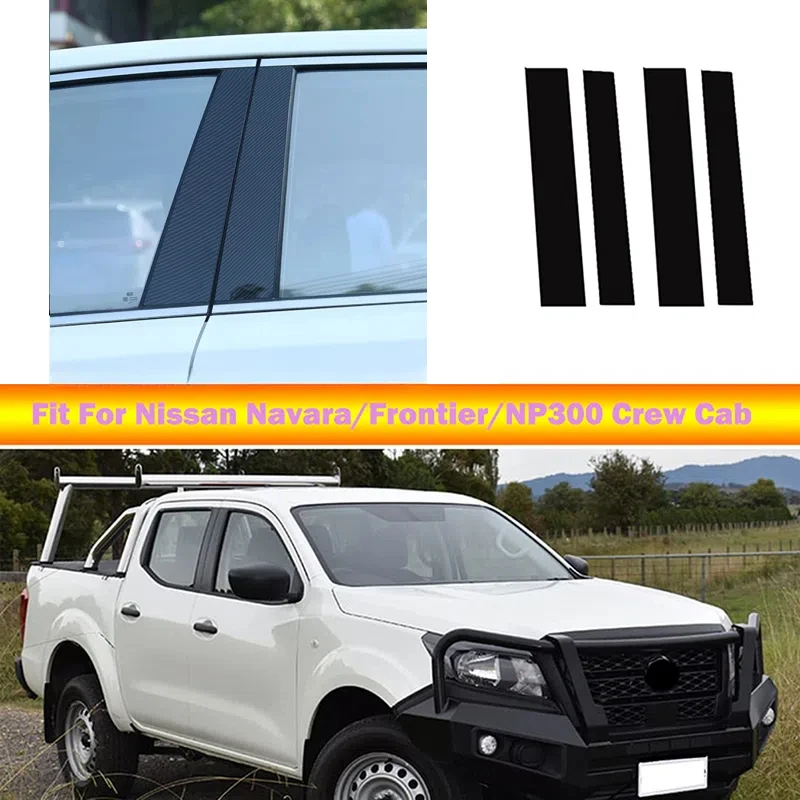 

Car Window Pillar Posts Door Trim Cover Stickers Decal for Nissan Navara Frontier NP300 Crew Cab 2018 2019 2020 2021 Accessories