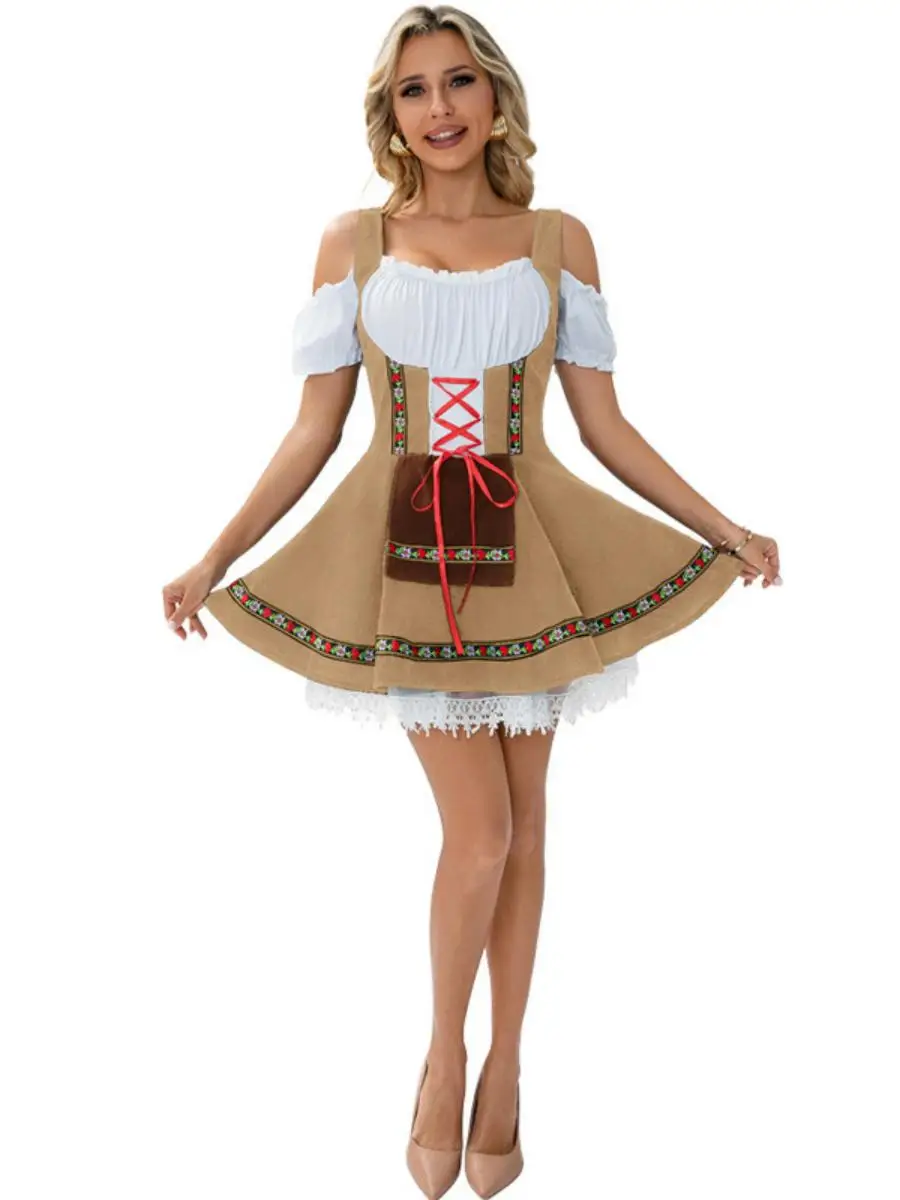 جديد loween Barmaid Dr حجم كبير مهرجان البيرة زي الملابس النسائية المرحلة العرقية زي مادة البوليستر
