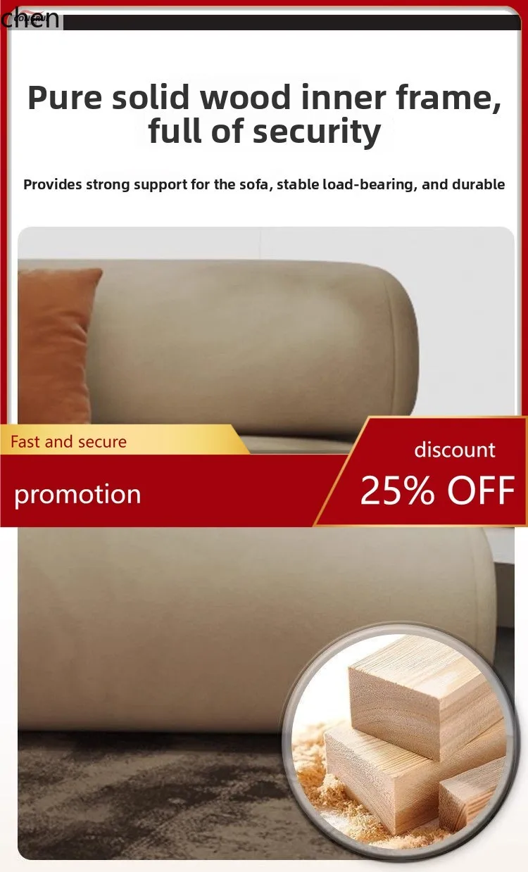 HT Retro Style Curved Sofa Vintage Homestay Living Room Home Creative Multi-Person Straight Row Fabric