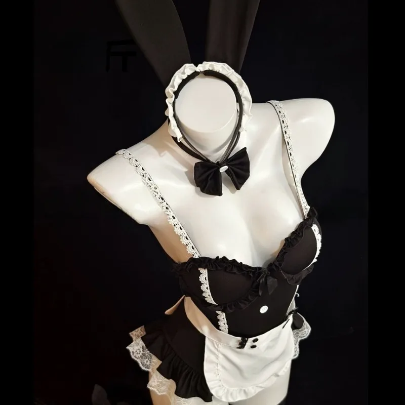 Milk Fragrant Rabbit Pure Desire Sweet Girl - Sexy and Cute Pink with Chest Cushion Gathering Pure Desire Strap Sleeping Skirt