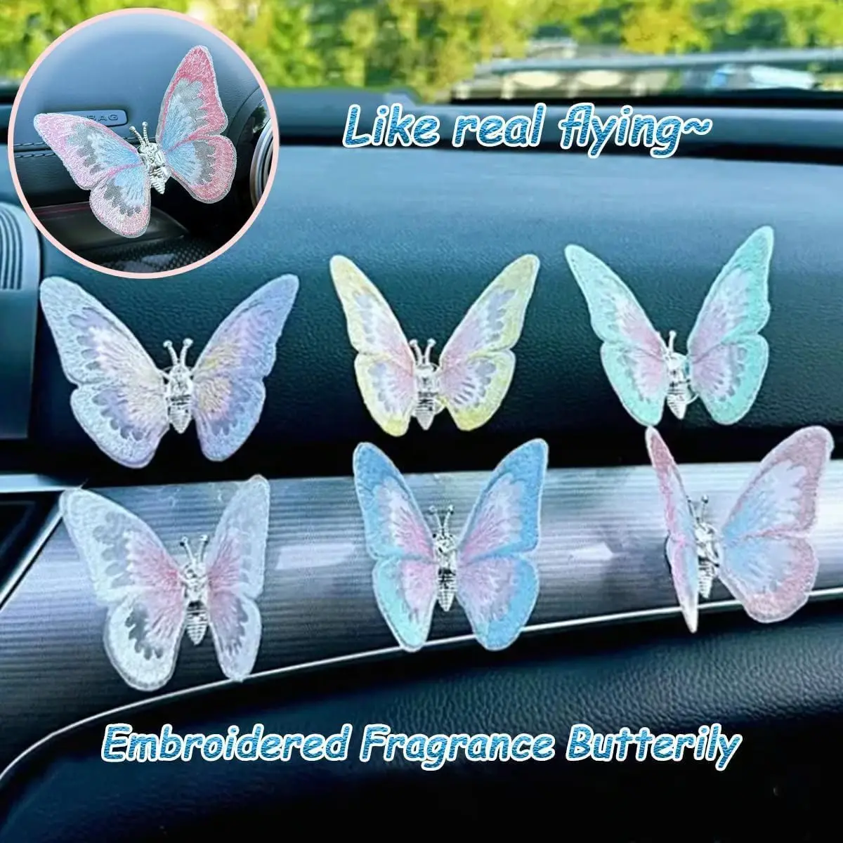 Car Center Console Butterfly Ornaments Air Outlet Decorations Personalized Car Ornaments Creative Healing Dynamic Butterflies