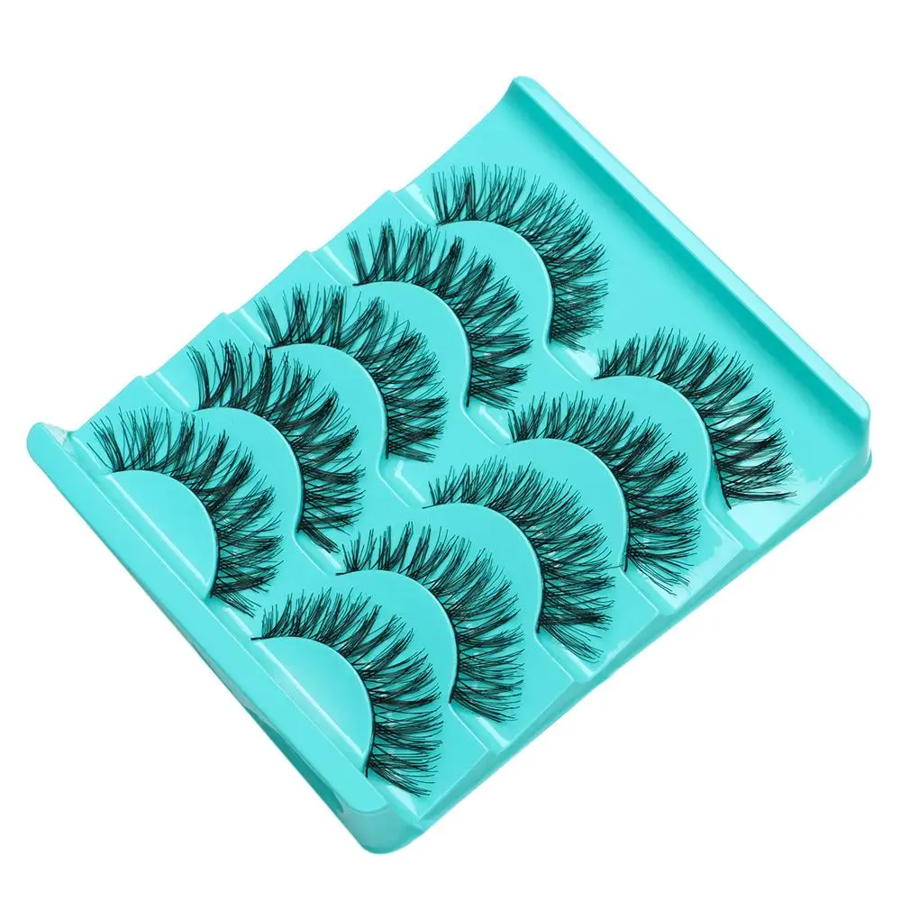 5 Pairs Makeup Natural Thick Soft Eye Lashes Extension False  Eyelashes Handmade Black