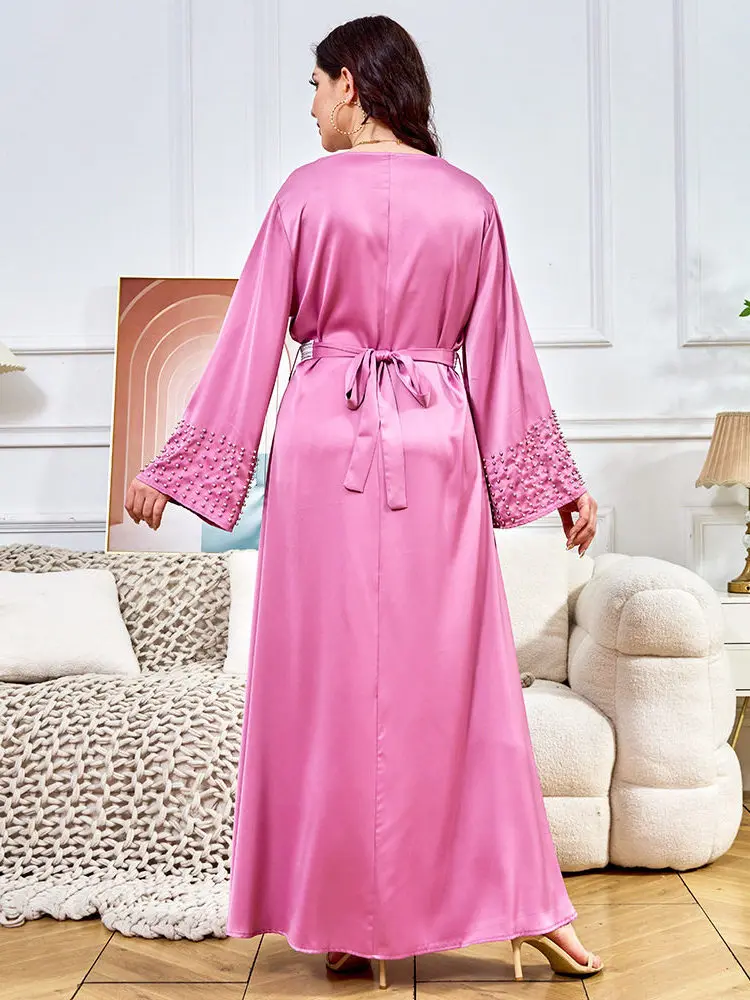 Vestido de Noche Largo con Diamantes y Falda Completa, Estilo Étnico para Escenario, Ideal para Viajes a Dubái y el Medio Oriente