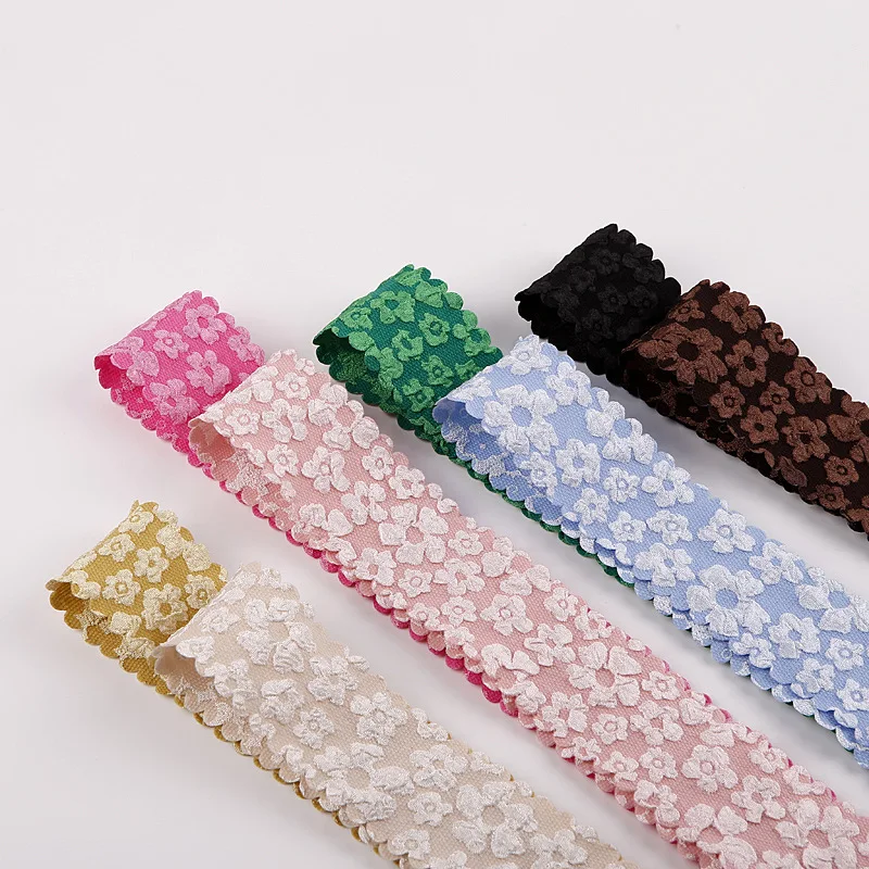 10 Yards Flowers Wavy Edge Lace Ribbon DIY Handmade Material Headdress For Hair Bows 25MM38MM Craft Accessories