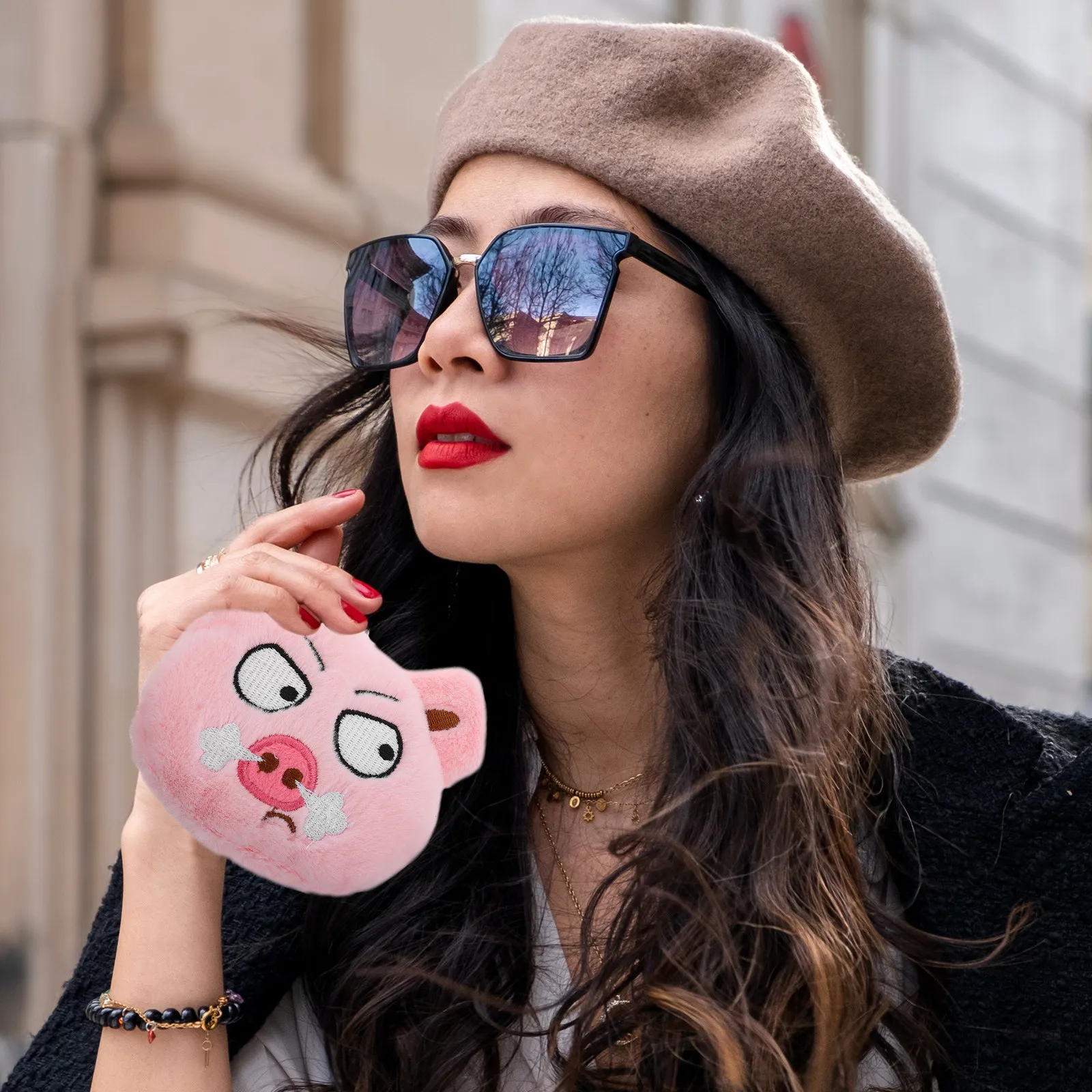 

Cute Piggy Coin Purse Soft Pink Animal Wallet Zipper Closure Small Change Lipstick Holder Portable Mini Pouch for Kids Girls