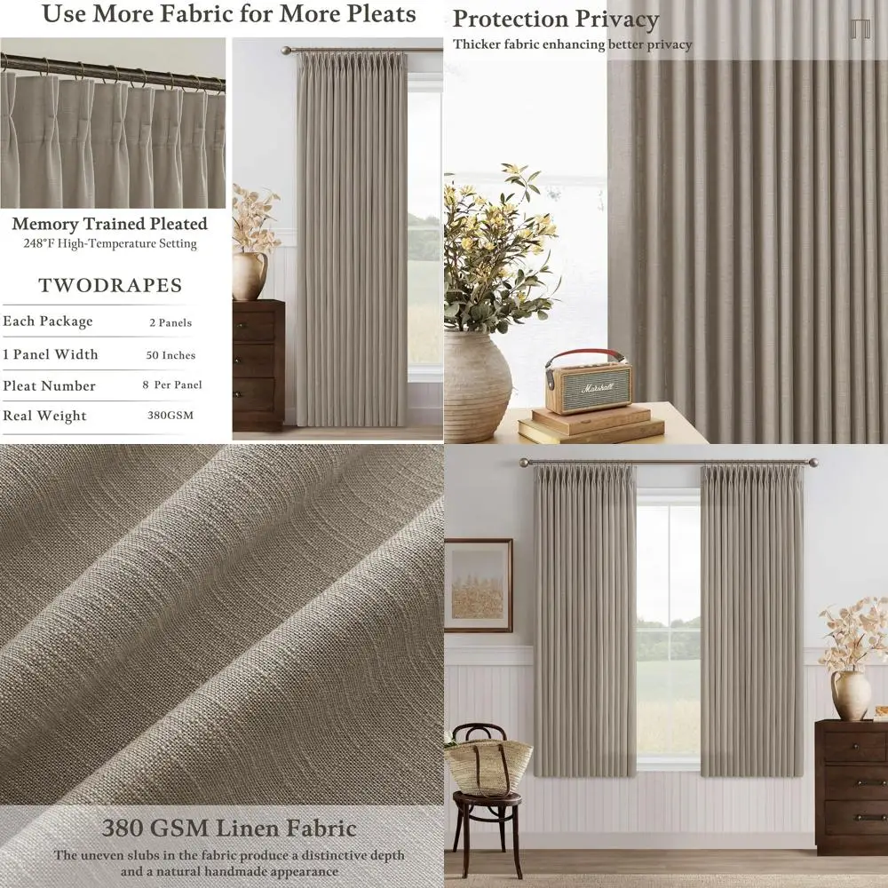 

Светофильтрующие кухонные шторы темно-серого цвета, длина 63 года, 2 комплекта, подходят для маленьких окон, коричневый, плиссированный льняной стиль, полу-