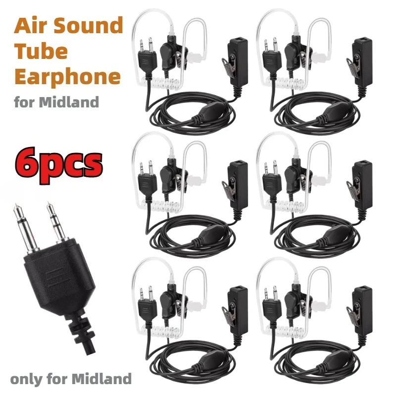 

6pcs Air Sound Tube Earpiece Headset Mic Earphone for Midland Alan GXT650 GXT550 G5 G7 G9 GXT1000 GXT1050 Maxon Walkie Talkie