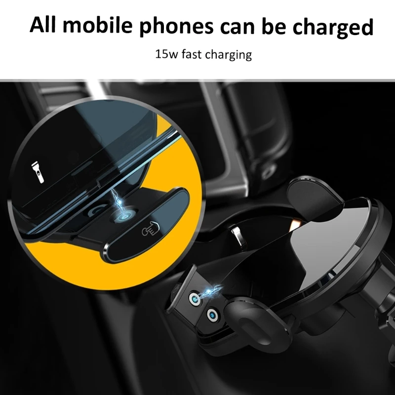 Adsorption Car Phone Charging Holder 360 Degree Rotating 15W Wireless Charging Mount Stand for 15 14 13