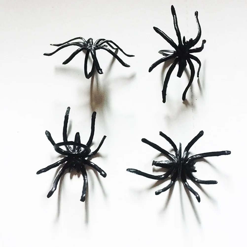 144PCS Halloween Spiders Shape Ring Halloween Plastic Finger Ring Halloween Props for Party Festival