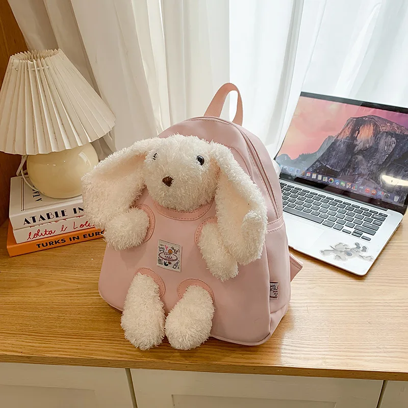 New Womens Cute Detachable Bunny Plush Backpack Stuffed Rabbit School Backpack for Teen Girls Kids