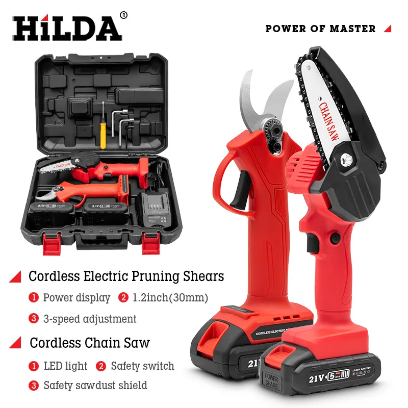 Hilda lithium cordless electric pruning shears plug-in branches cut thick branches cut electric scissors, garden tools