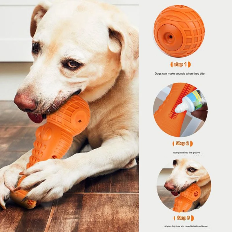 Dog Toy Gnawing Simulation Crocodile Molar Stick Dog Toothbrush Vocal Teeth Cleaning Orange