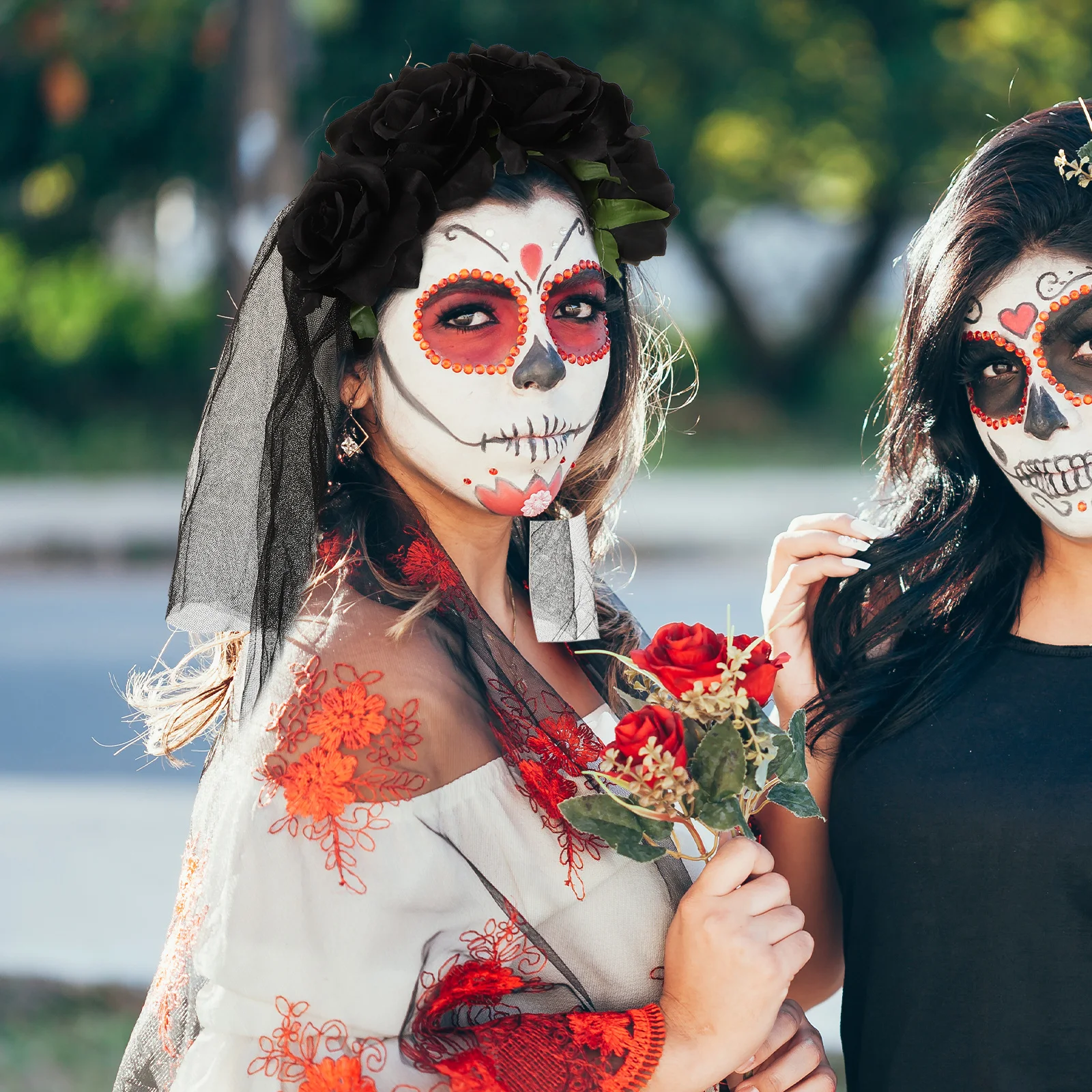 

Halloween Rose Decor Veil Black Lightweight Funny Makeup Festival Carnival Party Hair Decoration Halloween Veil