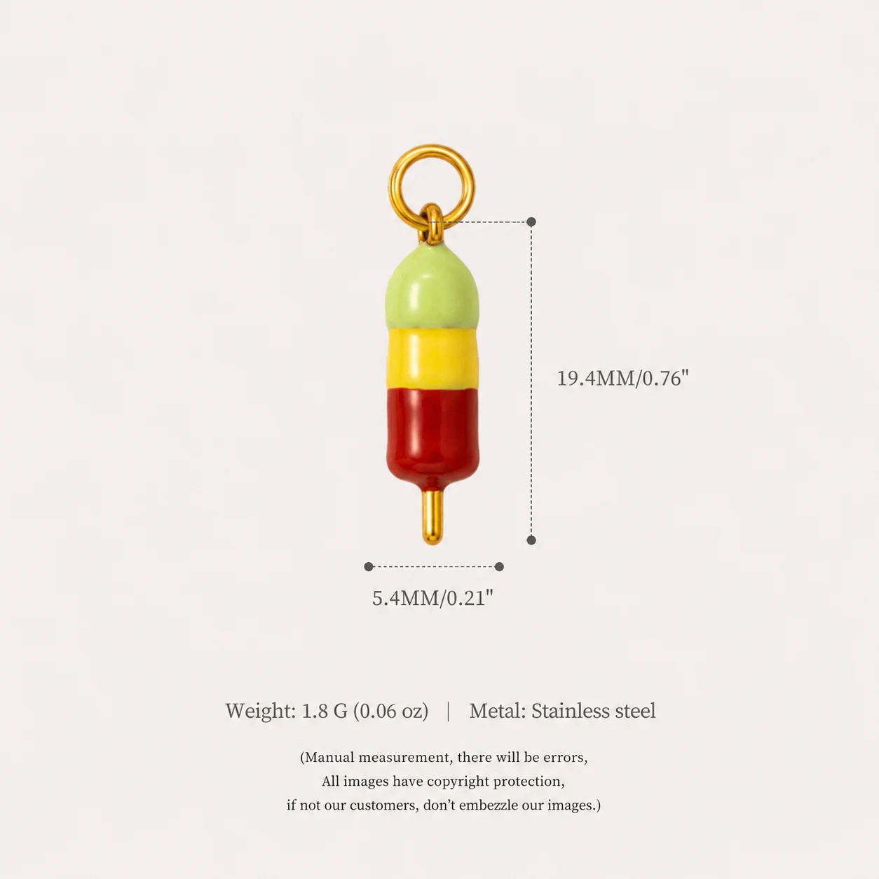 316 Edelstahl Wasserdicht Farbbeständig Niedliche und Schlichte Schaf-, Welpen-, Gelbes Pferd DIY Anhänger Charms für Schmuck – Detail 6