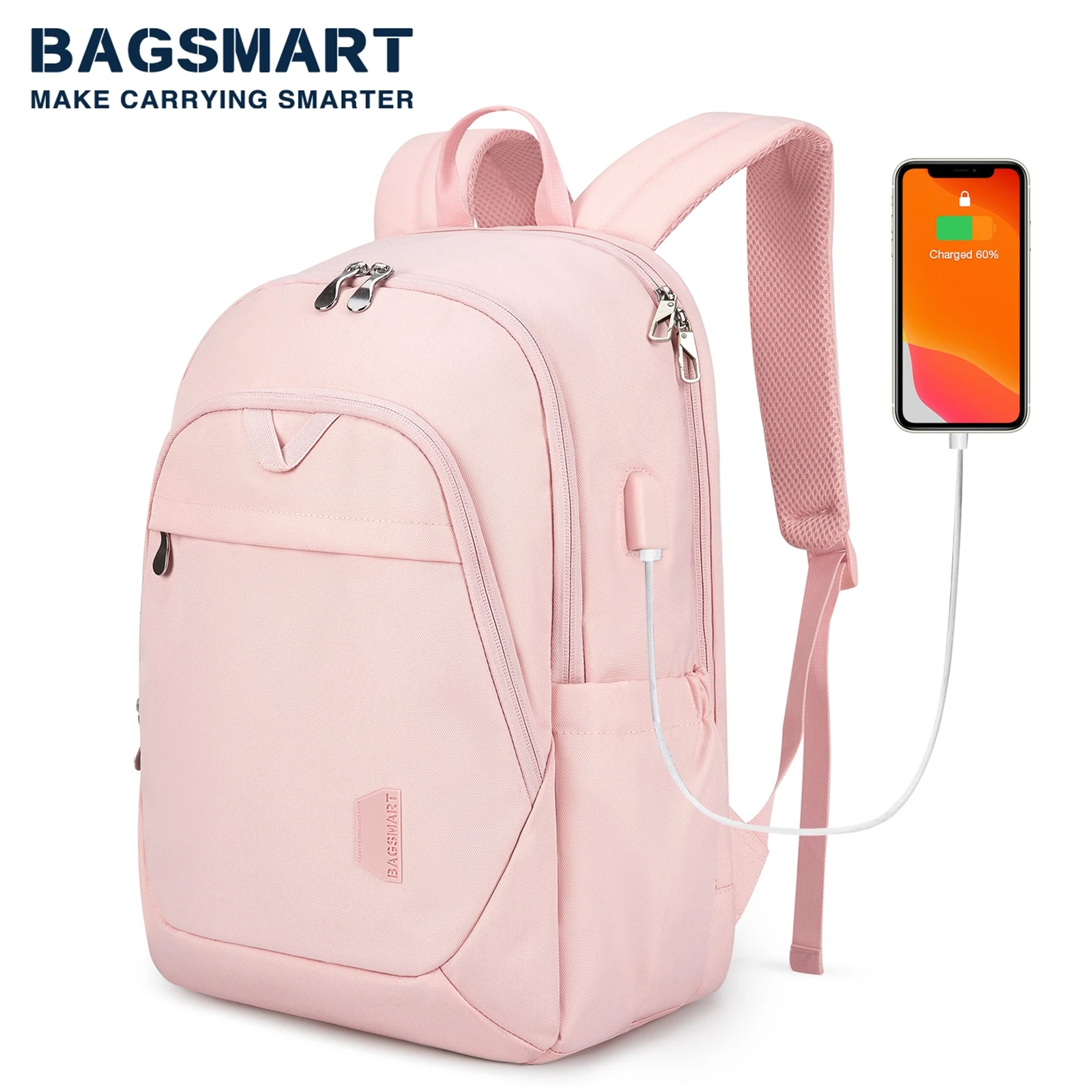 BAGSMART zaini per donna borsa da scuola per ragazza 17.5 ''/15.6'' zaino per Computer portatile da viaggio per Notebook con porta di ricarica USB