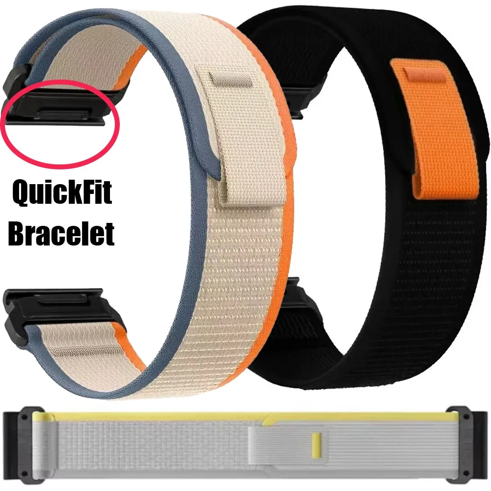 QuickFit 26mm 22mm 20mm Weicher Nylon Trail Loop Armband für Garmin Fenix 8 51/47/43mm 7 Pro 7S 7X E Uhrenarmband für Quatix 8 51mm 47mm