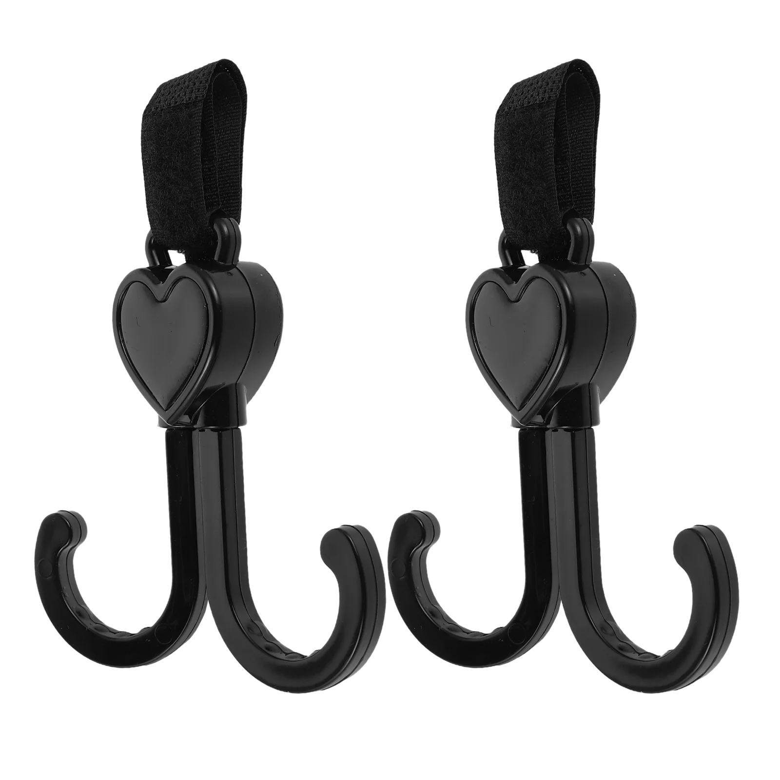 

2Pcs Baby Stroller Hooks Double Hook Carabiner Clip Black Universal Pram Bag Hooks Baby Travel Essential Organizer