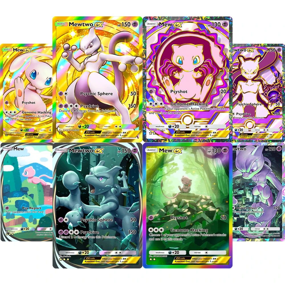 

Коллекционные игровые карты PKM TCG серии Pocket Mew/Mewtwo: голографические аниме-карты высшего качества с фольгированной текстурой