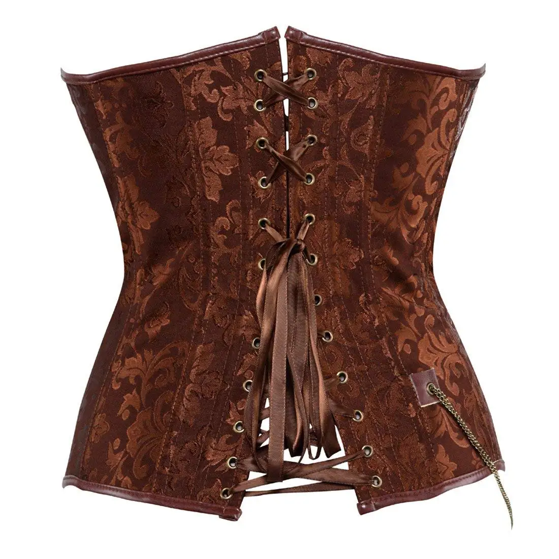 Caudatus Steampunk Korsett Plus Size Bustier Damen Lederkorsetts Piraten Dessous Gothic Punk Clubwear Sexy Braun Kostüm