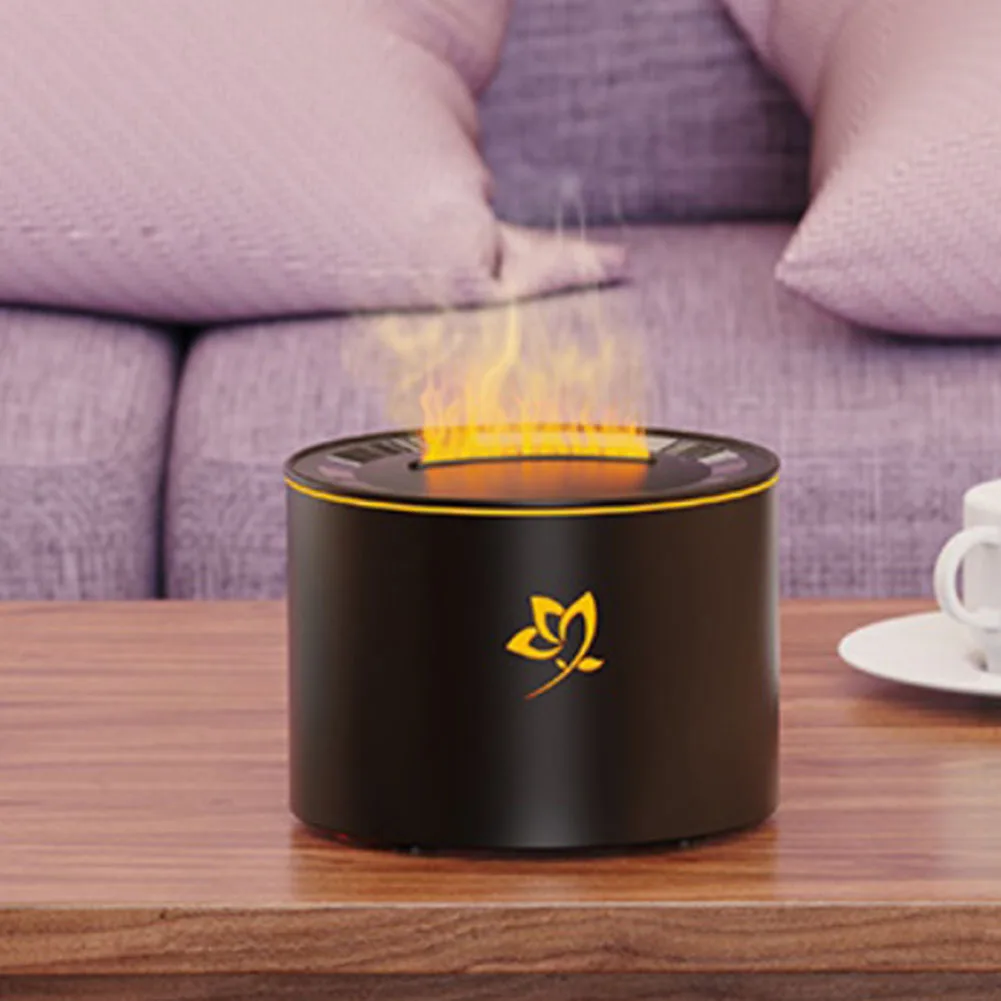 Desktop Flame Aromatherapy Diffuser with Easy Top Fill and Colorful Mood Lighting for Stress Relief and Air Freshening