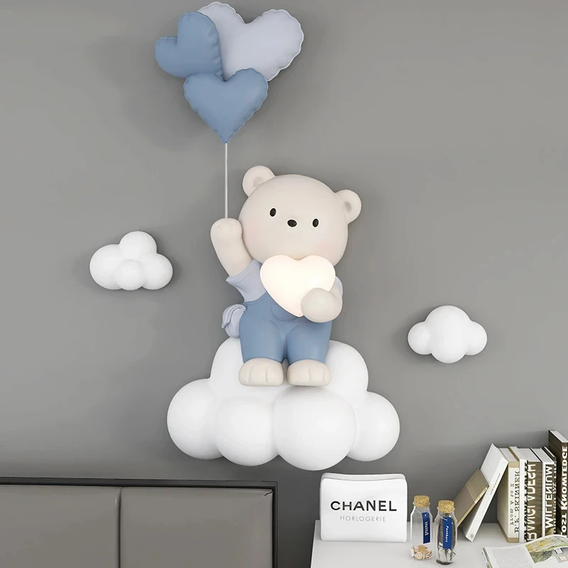 Nordic Style Home Decor Balloon Bear Statue Wall Hanging 3D Relief Wall Hanging Decor Children\'s Room Bedside Hanging Decoration