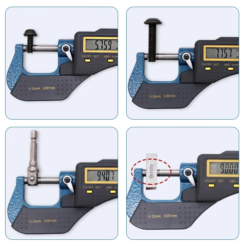 Micromcirculation numérique avec ligne d'échelle, jauge de micromcirculation extérieure électronique, outil de mesure, 0.001mm, 0-25mm