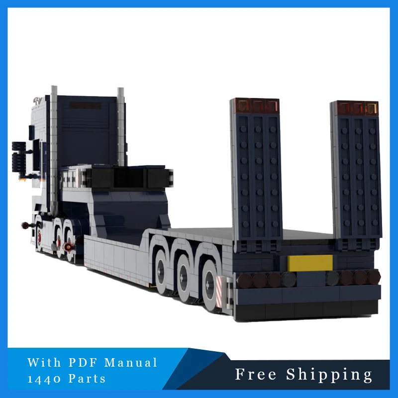 1440 Uds. Coche urbano, modelo de camión azul, bloques de construcción MOC, vehículo resistente, ingeniería de construcción, juguete de ladrillo, regalo de cumpleaños