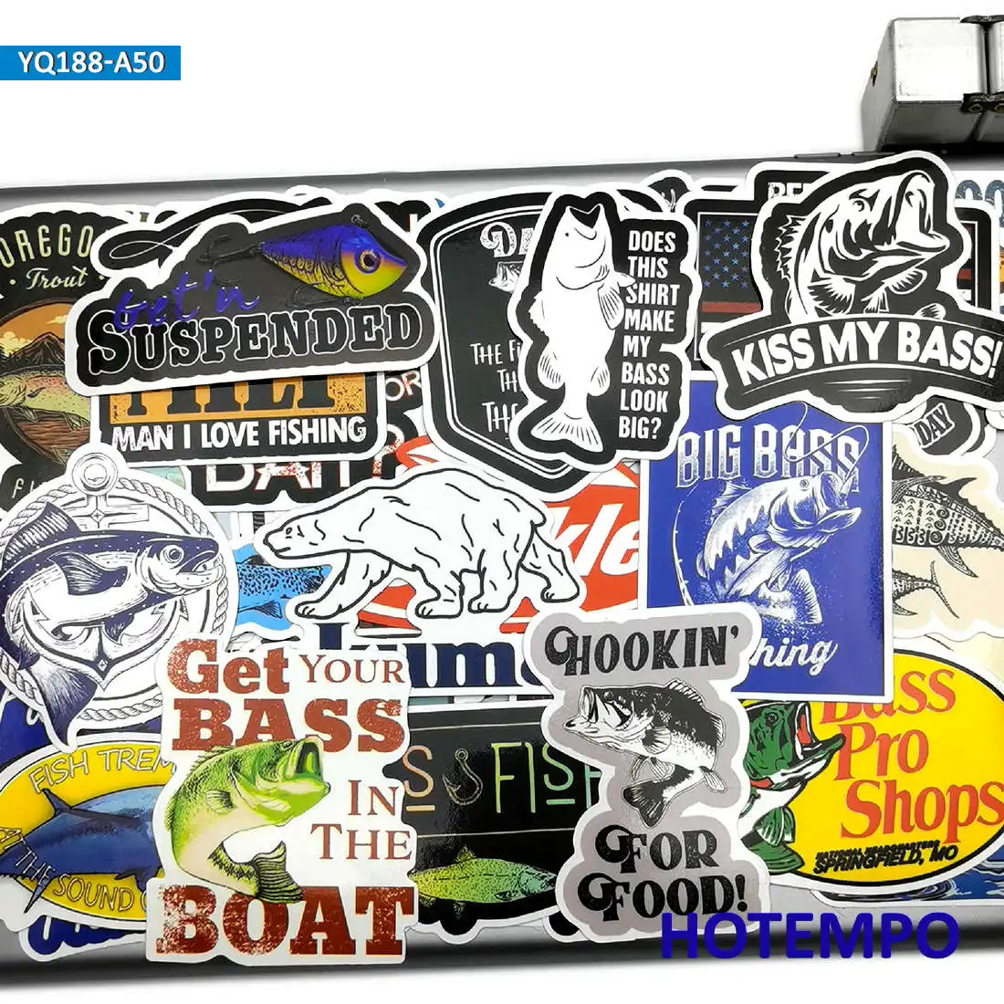 50 Stück, Fisherman Style Decals, Outdoor Angeln gehen, Lustiger Fisch Slogan, Aufkleber-Paket, für Telefon, Fahrrad, Motorrad, Auto, Kühlschrank,