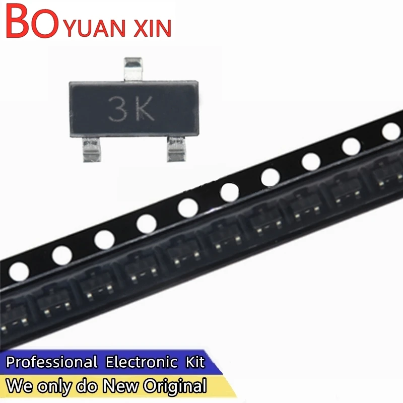 100PCS BC858B BC858 3K SOT23 SMD Triode PNP Signal Transistor  New Original