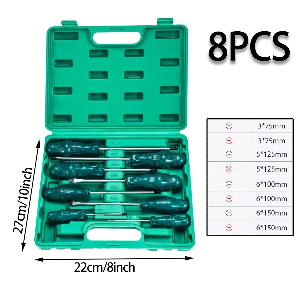 8-Piece Magnetic Screwdrivers Set,4Phillips and 4 Flat,Professional Cushion Grip Screwdriver Set