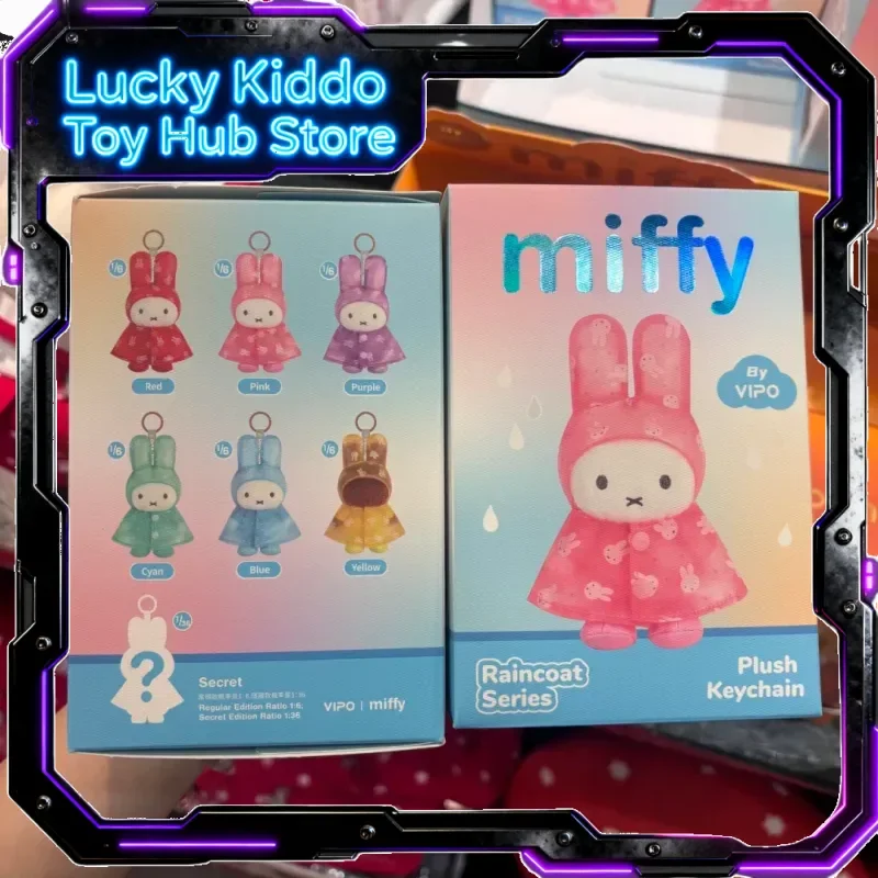 Original Vipo X Miffy Hasenpuppe Trendige Blindbox-Figur Regenmantel-Stil Taschenanhänger Plüschhasen-Spielzeug Dekorative Dekoration