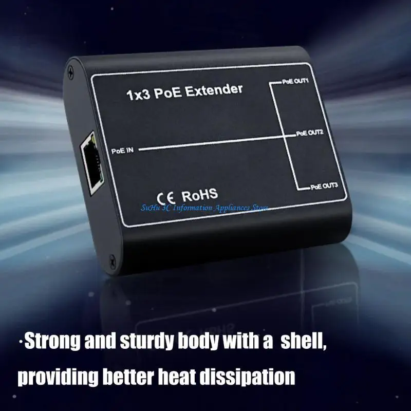100/1000Mbps Power Over Ethernet Repeaters Switches 1 Port Input 3 Port Output for Long Distances Networking