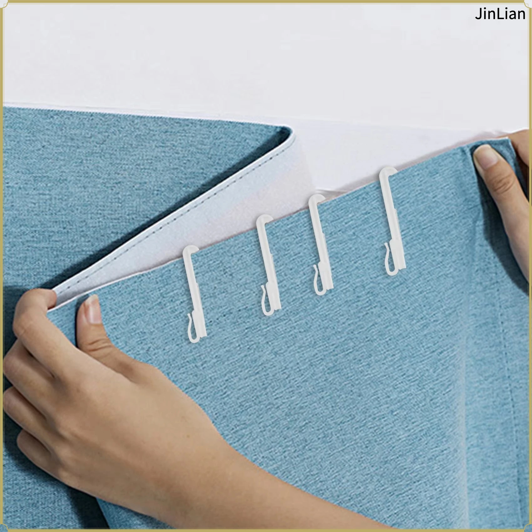 200PCS Plastic Curtain Hanging Hooks Stereo Window White Plastic Adjustable Height Curtain Accessories For Hang Ceiling 9C