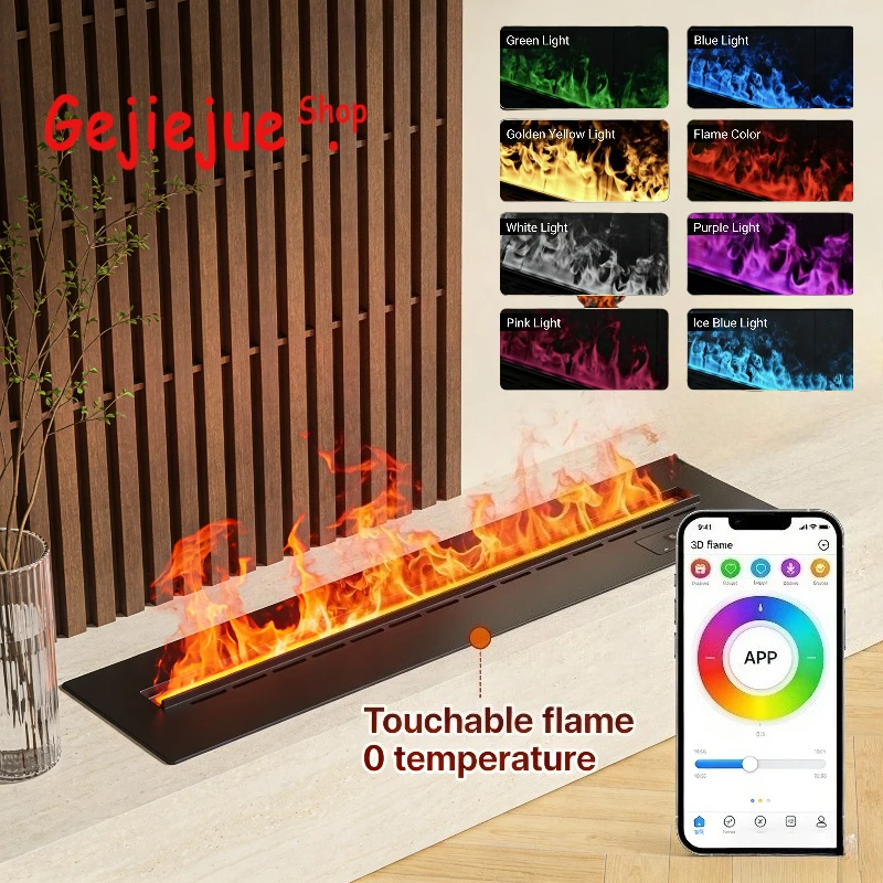 

Роскошная золотая тумба под телевизор с паровым камином и электрическим эффектом, технология парового дымления, имитация дымохода