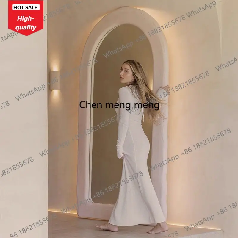 c139 Modern light luxury ins style floor mirror new wave arch full-length mirror French home full-length mirror