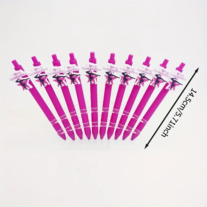 10PCS Sports Gymnastics Patch Pen, Rose Red Series Neutral Pen, Creative Gift Pen Ballpoint Pen